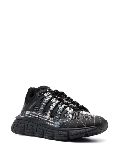 Shop Versace Trigreca Low-top Chunky Sneakers In Black
