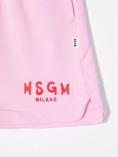 Shop Msgm Logo-print Cotton Skirt In Pink