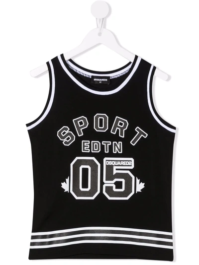 Dsquared2 Kids Black Sport Edtn.05 Tank Top In Black