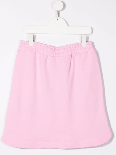 Shop Msgm Teen Logo-print Cotton Skirt In Pink