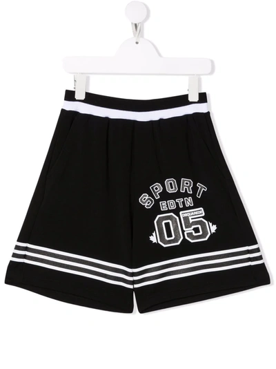 Shop Dsquared2 Sport-print Track Shorts In Black