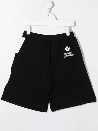 Dsquared2 Teen Number-print Track Shorts In Black