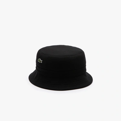 Shop Lacoste Unisex Organic Cotton Bucket Hat - M In Black