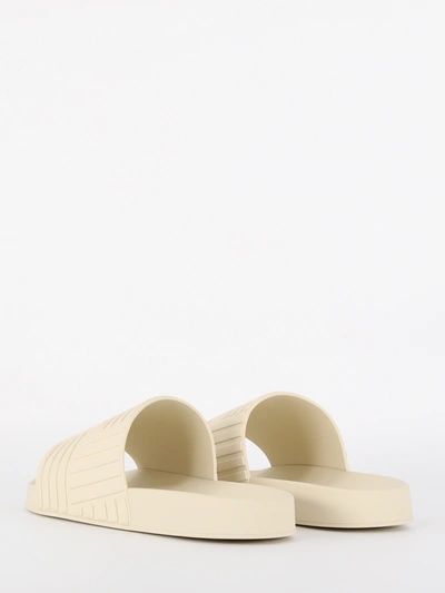 Shop Bottega Veneta White Slider Sandal