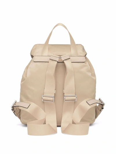 Prada Small Logo-plaque Backpack In Neutrals
