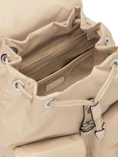 Prada Small Logo-plaque Backpack In Neutrals
