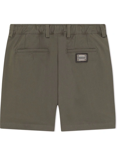 Shop Dolce & Gabbana Drawstring-waist Cotton Shorts In Green