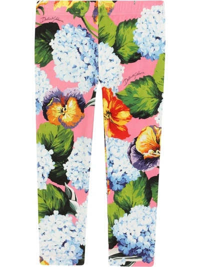 Dolce & Gabbana Kids Floral-print Stretch-cotton Leggings (4 Years) In Pink  | ModeSens