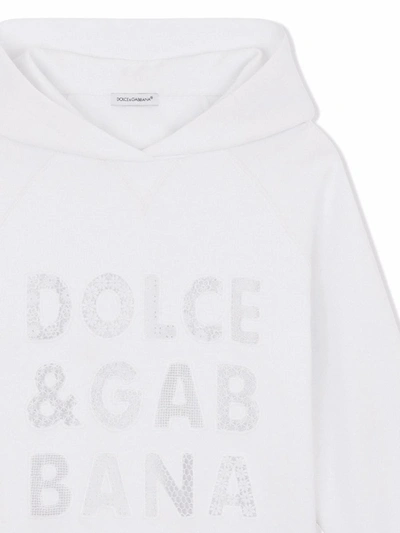 Dolce & Gabbana Openwork-logo Hoodie Dress In White