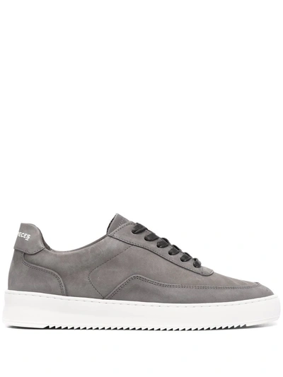 Shop Filling Pieces Leather Low-top Sneakers In Grey