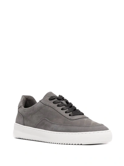 Shop Filling Pieces Leather Low-top Sneakers In Grey