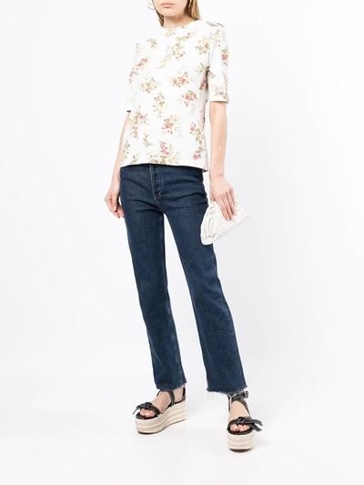 Erdem Sofia Floral-print Cotton-jersey T-shirt In White