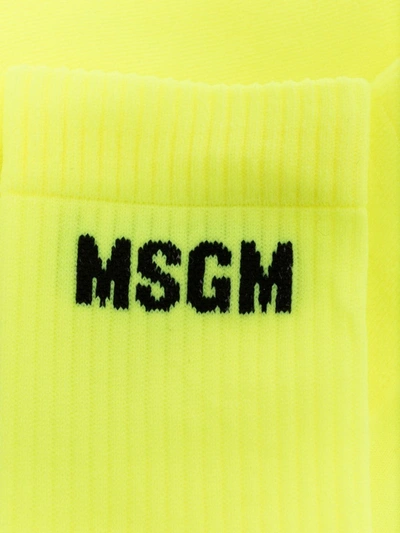Shop Msgm Logo-knit Socks In Yellow