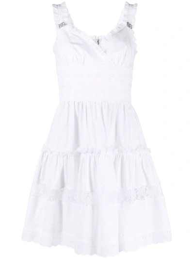 Dolce & Gabbana White Poplin Dress With Dg Crystal Details In White
