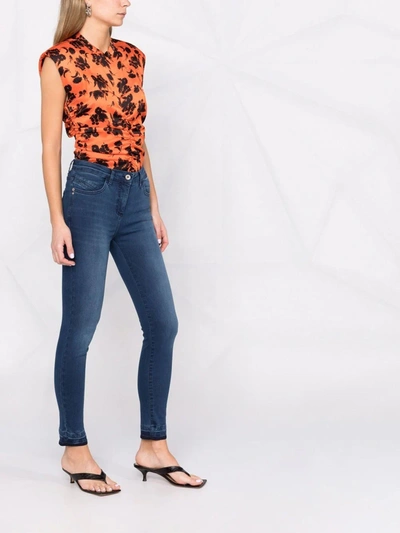 Shop Patrizia Pepe High-waisted Skinny Jeans In Blue