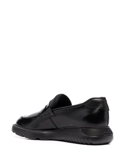Shop Hogan Flatform-sole Penny Loafers In Black
