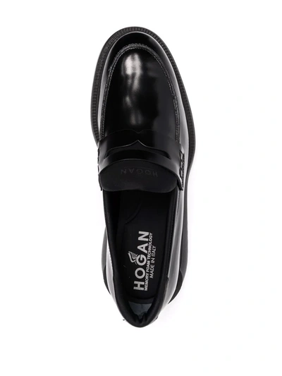 Shop Hogan Flatform-sole Penny Loafers In Black