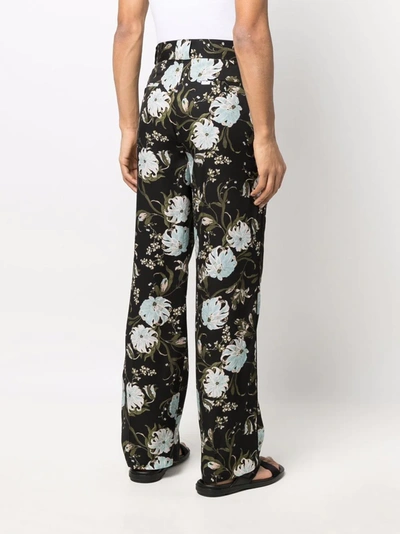 Shop Erdem Lionel Floral-print Pyjama Trousers In Black