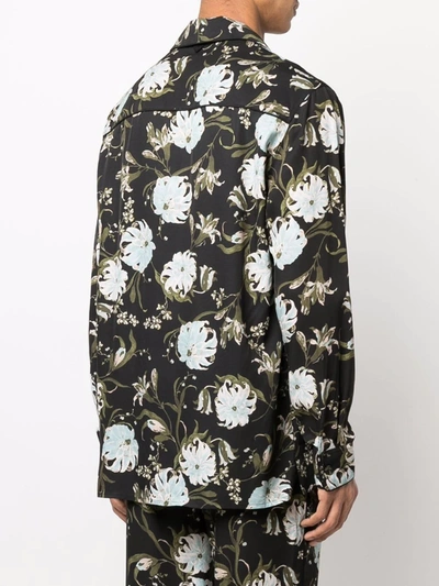 Shop Erdem Lucius Floral-print Pyjama Top In Black