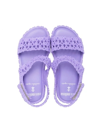 Shop Mini Melissa Open-toe Touch-strap Sandals In Purple