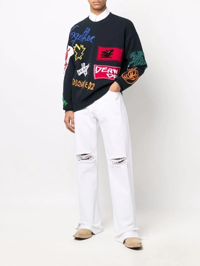 Dsquared2 Logo-patch Sweatshirt In Blue
