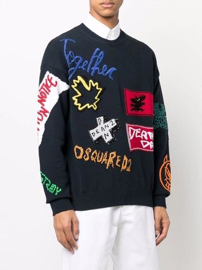 Dsquared2 Logo-patch Sweatshirt In Blue