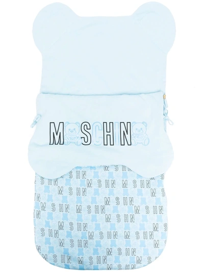 Shop Moschino Logo-print Cotton Sleep Bag In Blue