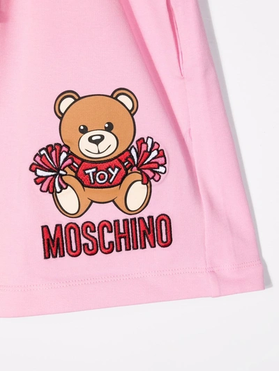 Shop Moschino Teddy Bear-motif Cotton Shorts In Pink