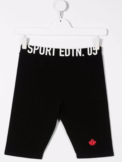 Shop Dsquared2 Teen Logo-print Cycling Shorts In Black