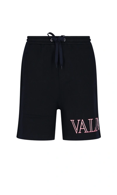 Shop Valentino Logo Tracksuit Shorts In Black