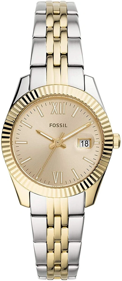 Shop Fossil Scarlette Mini Quartz Crystal Gold Dial Ladies Watch Es4949 In Two Tone  / Gold / Gold Tone / Scarlet