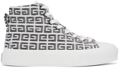 Shop Givenchy White 4g Jacquard City Sneakers In 004 Black/white