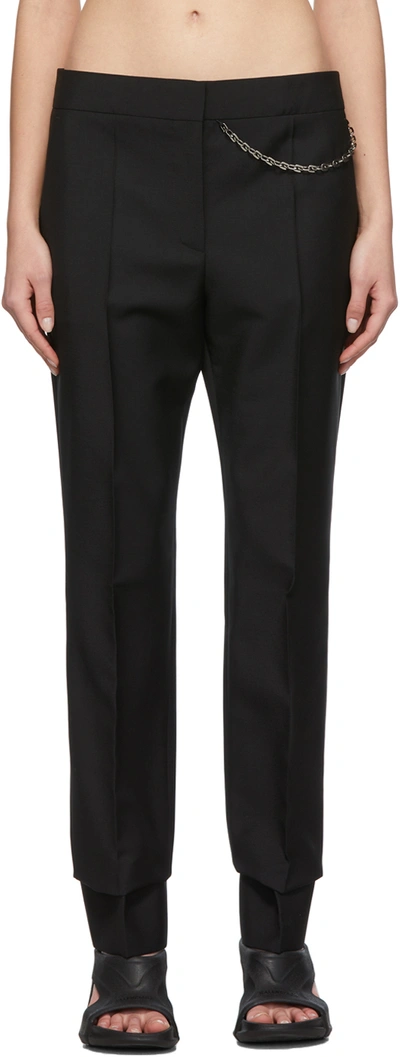 Shop Givenchy Black Wool & Mohair Chain Trousers In 001 Black