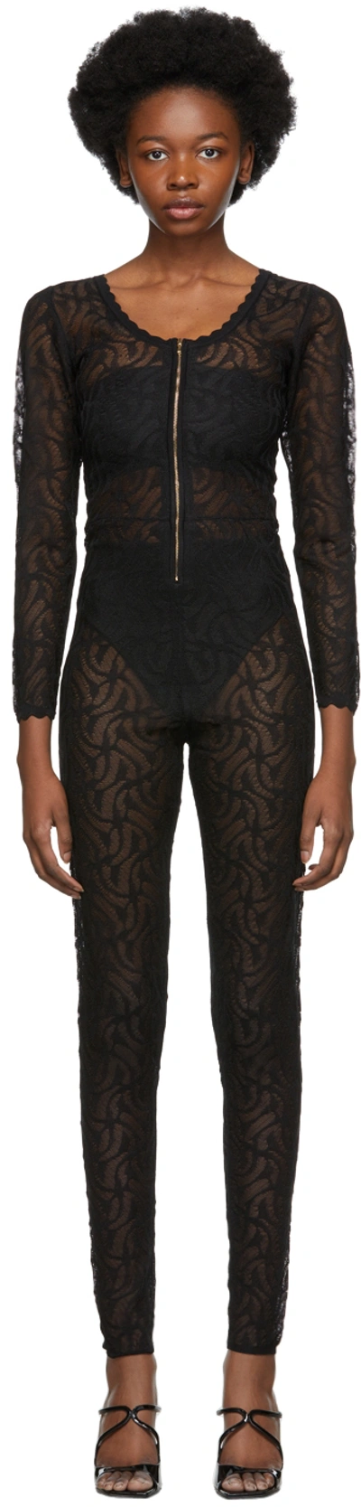 Diotima Black Lace Jumpsuit In Black