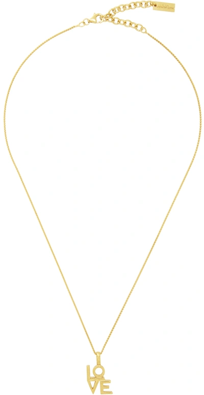 Shop Saint Laurent Gold 'love' Necklace In 8060 Gold Brass