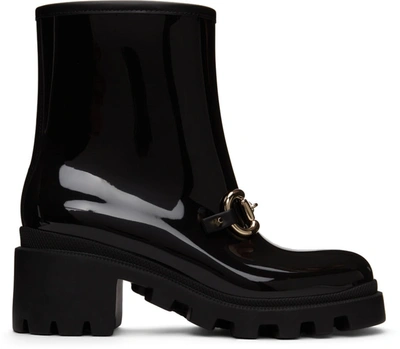 Shop Gucci Black Trip Horsebit Ankle Boots In 1000 Nero/black