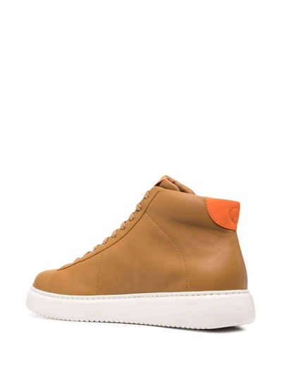 Camper Leather Lace Up Boots In Brown