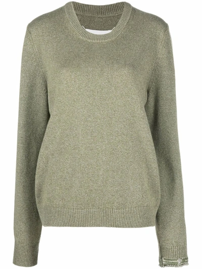 Shop Maison Margiela Round Neck Knit Jumper In Grün