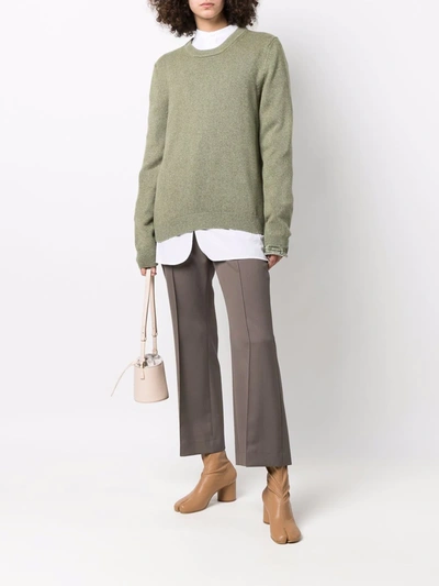 Shop Maison Margiela Round Neck Knit Jumper In Grün