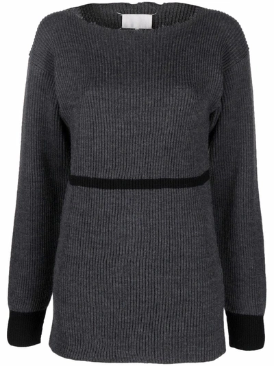 Shop Maison Margiela Ribbed-knit Jumper In Grau