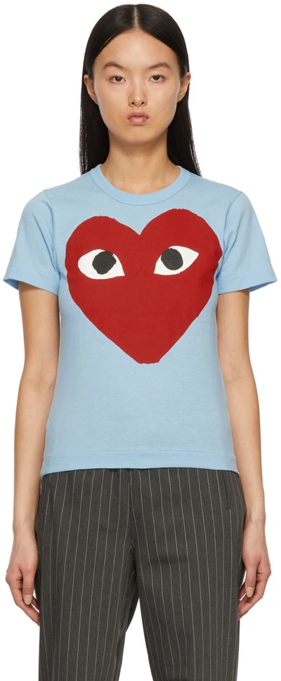 Shop Comme Des Garçons Play Blue Big Heart T-shirt