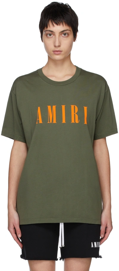 Amiri Green Core Logo T-shirt In 351 Olive Green
