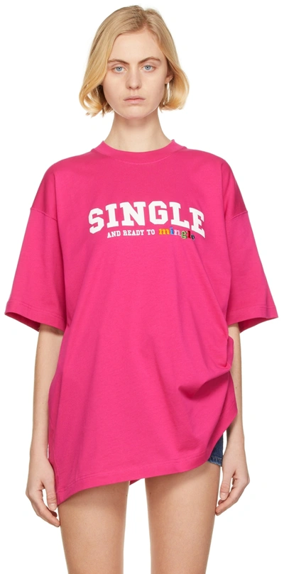 Shop Vetements Pink Logo T-shirt In Hot Pink