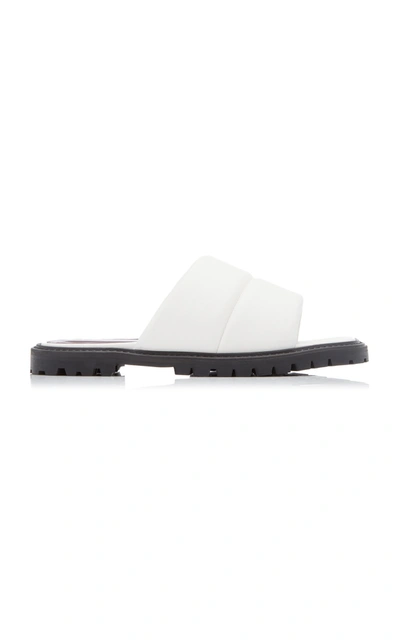 Shop Staud Women's Astro Quilted Vegan Leather Slides In Black,white