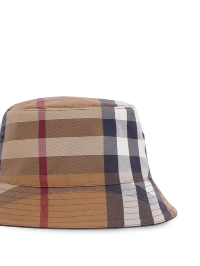 Shop Burberry Checked Bucket Hat In Brown