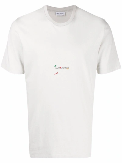 Shop Saint Laurent Cotton T-shirt In Grey