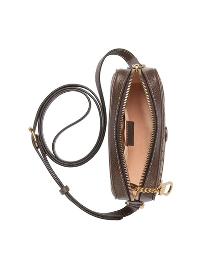 Shop Gucci Ophidia Leather Crossbody Bag In Brown