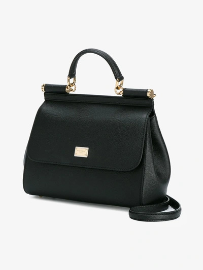 Shop Dolce & Gabbana Sicily Leather Bag In Black