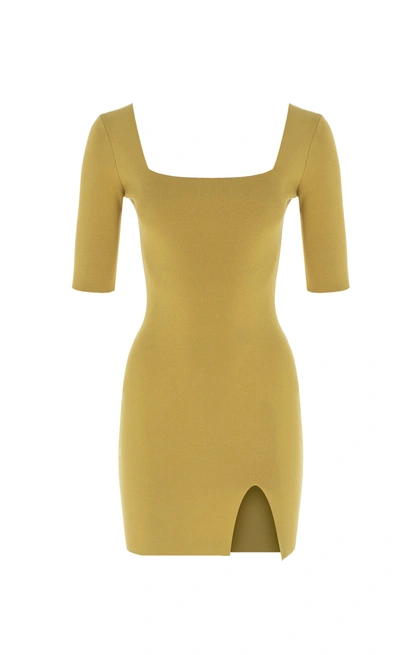 Shop Zeynep Arcay Women's Square-neck Knitted Mini Dress In Yellow