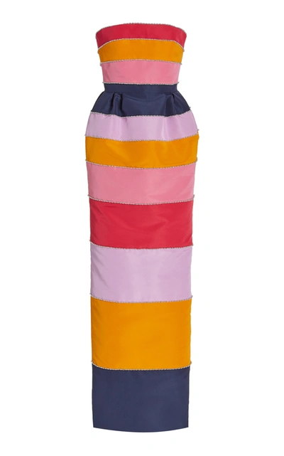 Shop Carolina Herrera Women's Embellished Silk Striped Column Gown